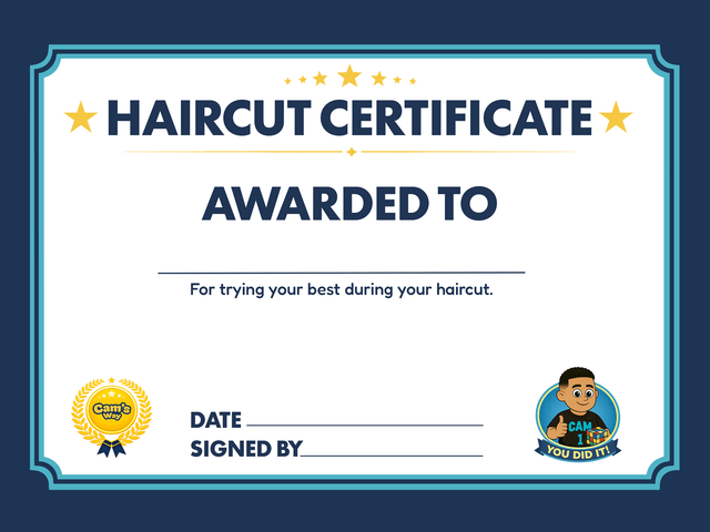 Haircut Certificate printable preview