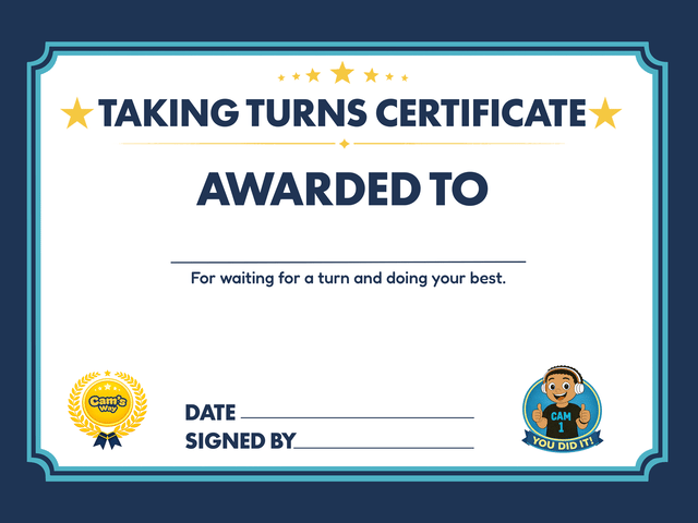 Taking Turns Certificate printable preview