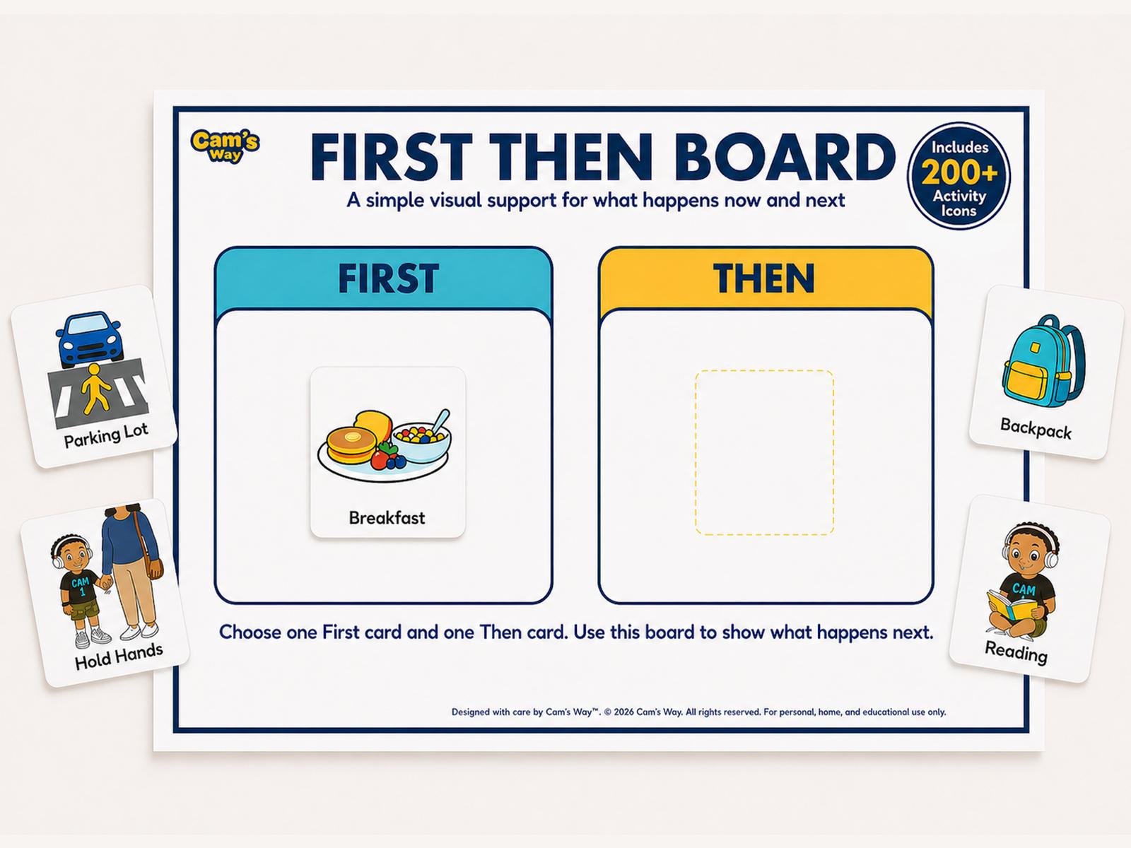 First Then Board printable visual support preview 1