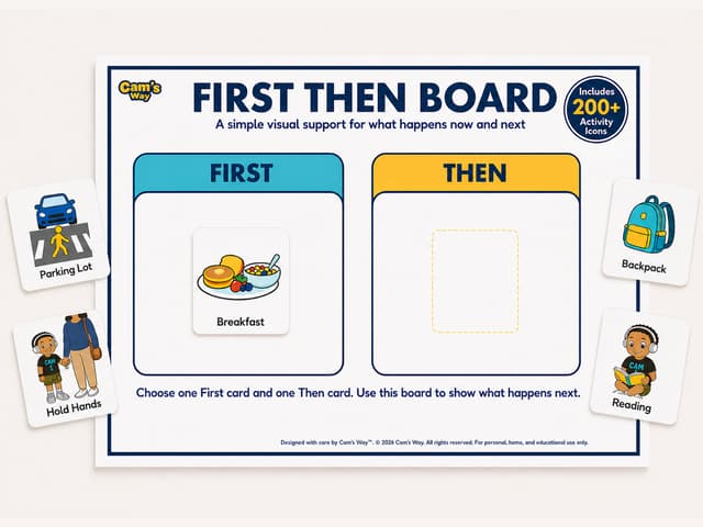 First Then Board printable visual support preview 1