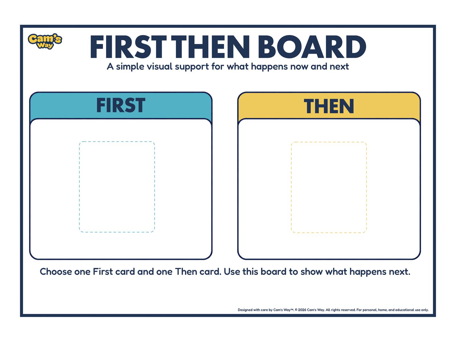 First Then Board printable visual support preview 2
