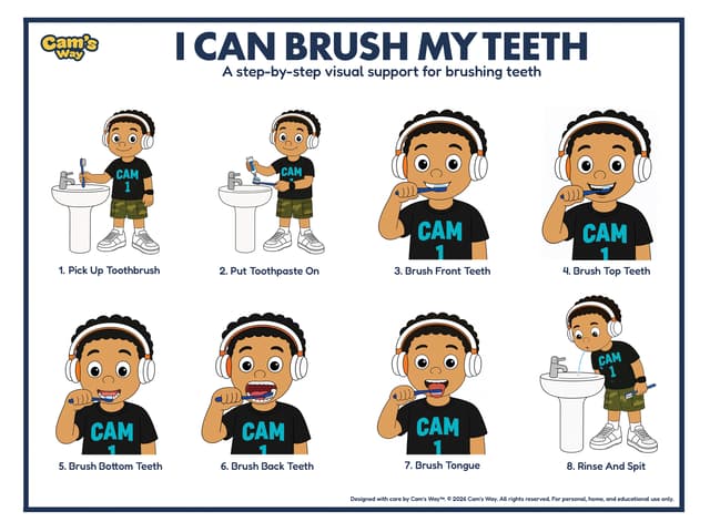I Can Brush My Teeth printable tooth brushing visual support preview 1