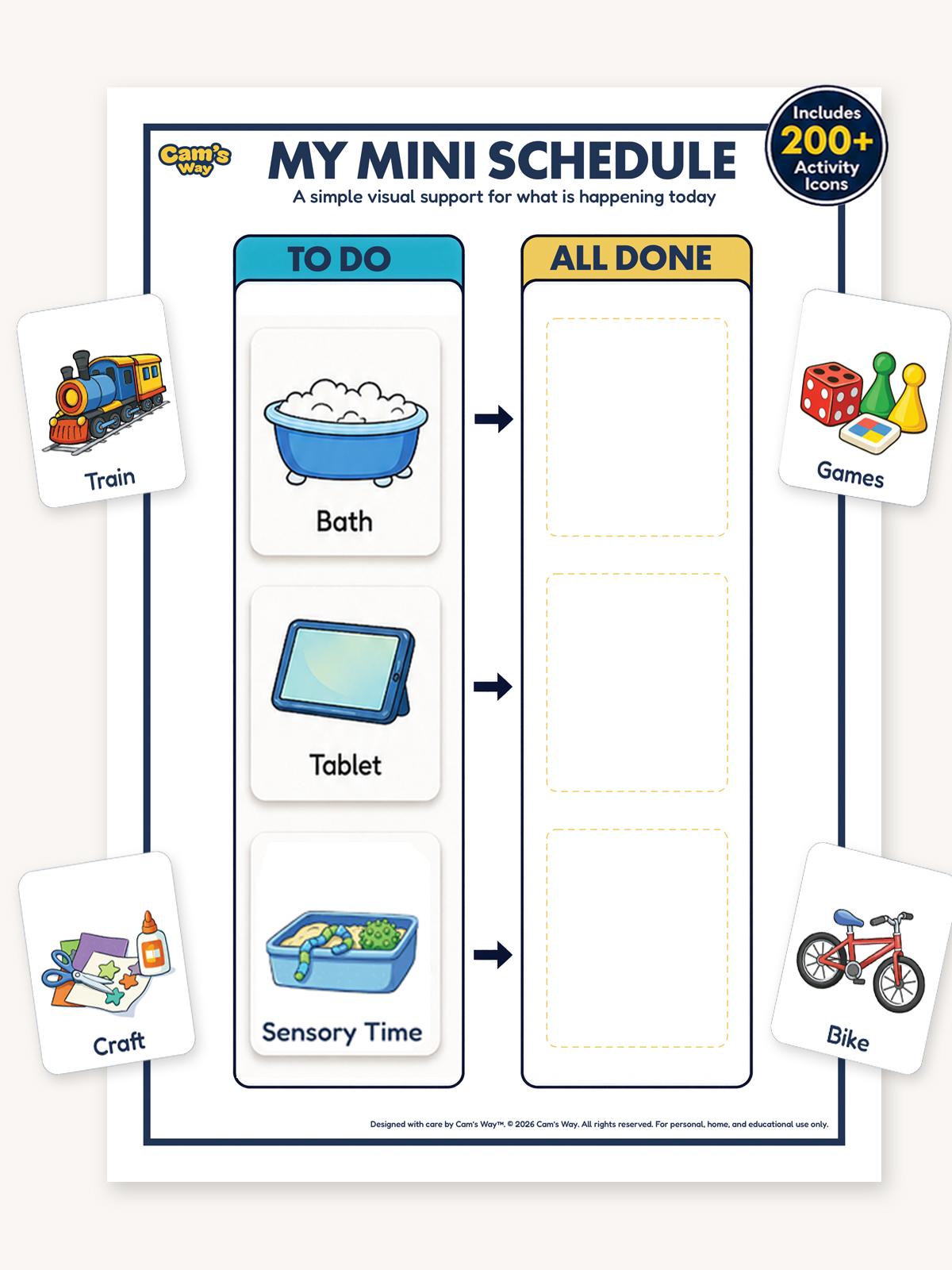 My Mini Schedule printable visual support preview 1