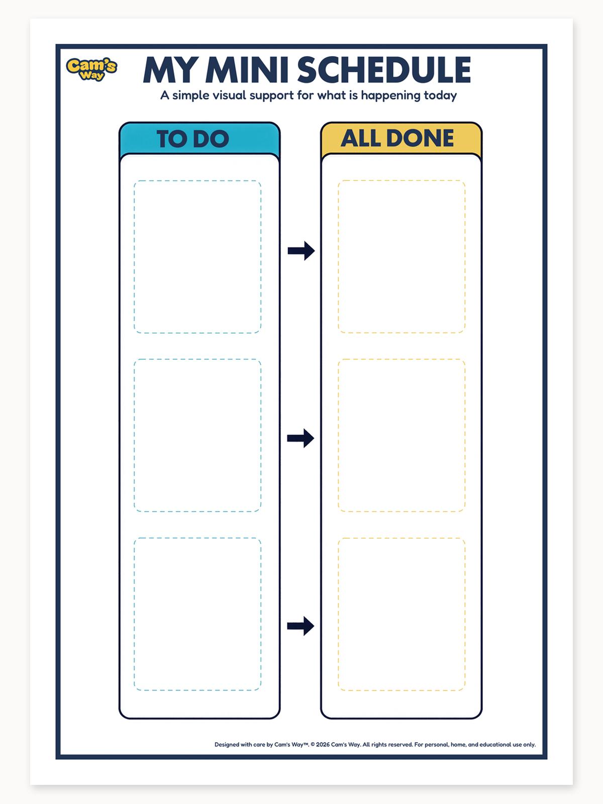 My Mini Schedule printable visual support preview 2